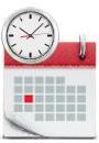 Graphic of a clock and a paper calendar